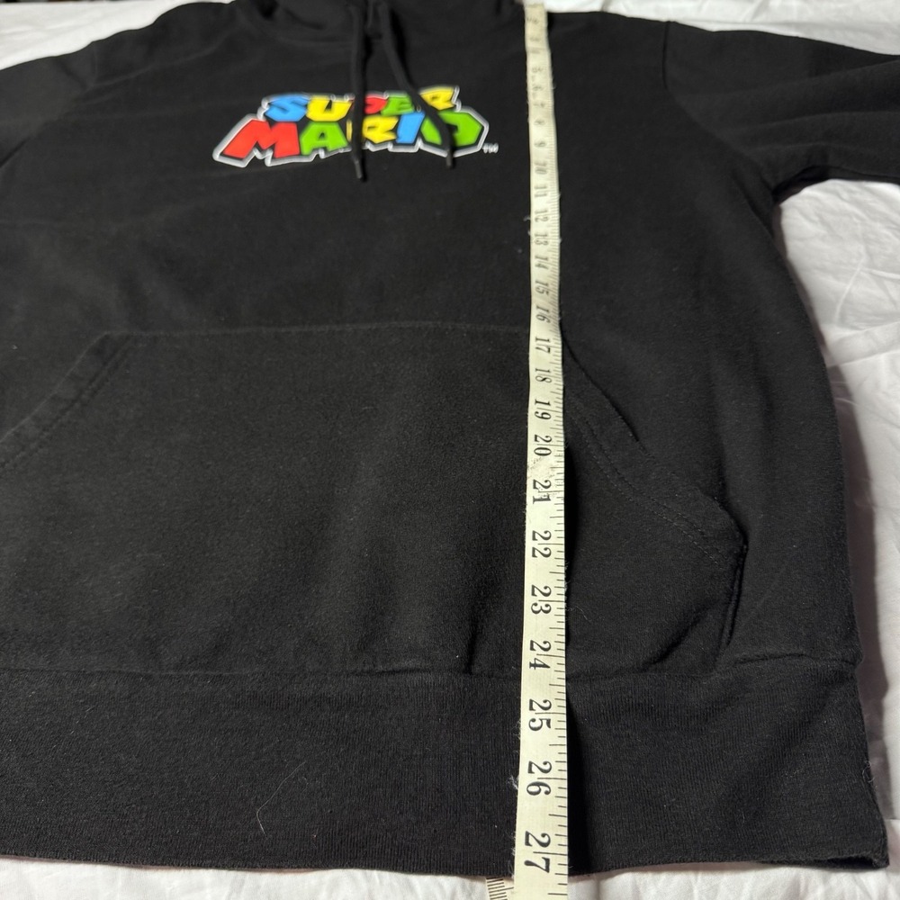 Nintendo Super Mario Bros Hoodie Mens Medium Black Graphic Pullover Sweatshirt - Picture 7 of 8